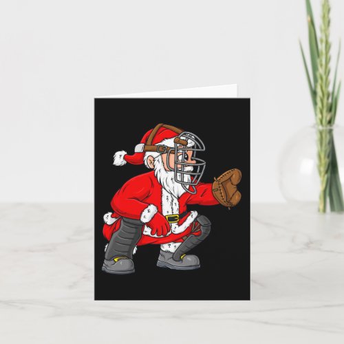 Christmas Santa Claus Baseball Catcher Boys Girls  Card