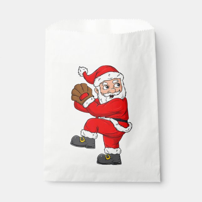 Christmas Santa Claus Baseball Catcher Boys Girls  Favor Bag (Front)