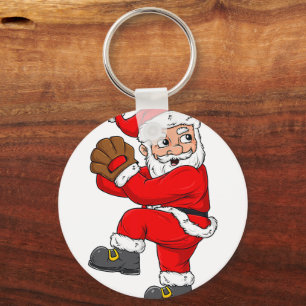 Christmas Santa Claus Baseball Catcher Boys Girls Keychain