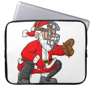 Christmas Santa Claus Baseball Catcher Boys Girls Laptop Sleeve