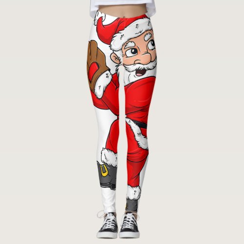 Christmas Santa Claus Baseball Catcher Boys Girls  Leggings