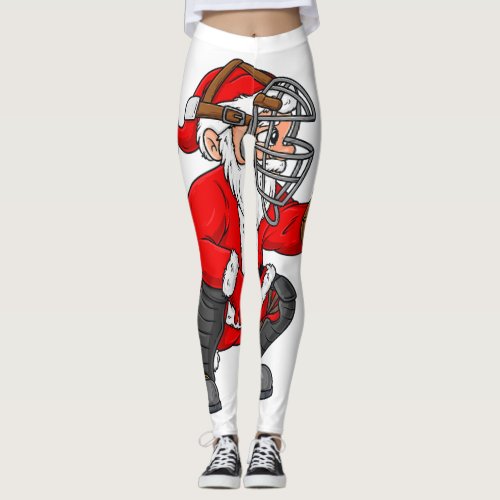 Christmas Santa Claus Baseball Catcher Boys Girls  Leggings