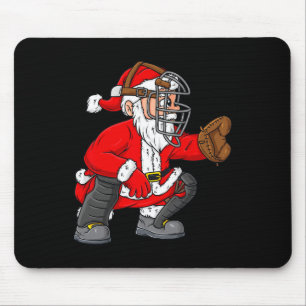 Christmas Santa Claus Baseball Catcher Boys Girls Mouse Pad