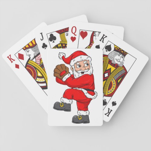 Christmas Santa Claus Baseball Catcher Boys Girls  Poker Cards
