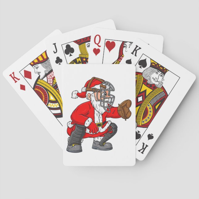 Christmas Santa Claus Baseball Catcher Boys Girls  Poker Cards (Back)