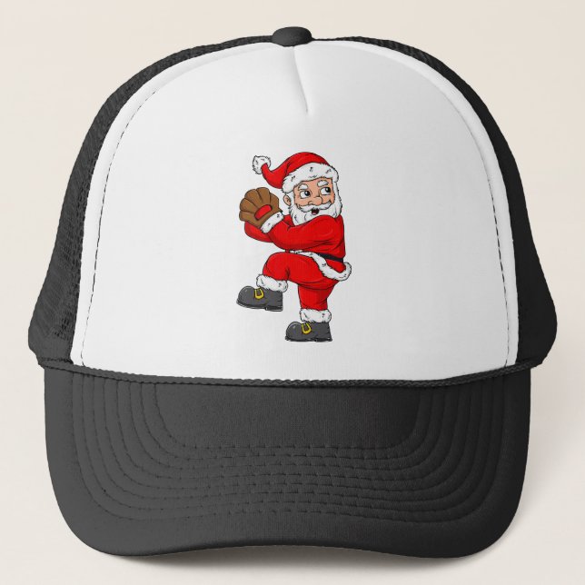 Christmas Santa Claus Baseball Catcher Boys Girls  Trucker Hat (Front)
