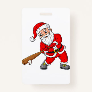 Christmas Santa Claus Baseball Pitcher Boys Kids T Badge