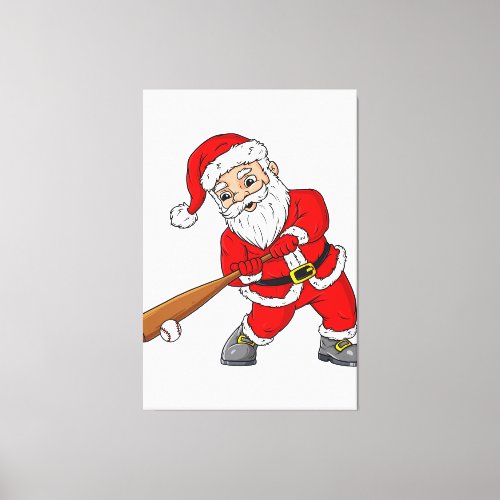 Christmas Santa Claus Baseball Pitcher Boys Kids T Canvas Print