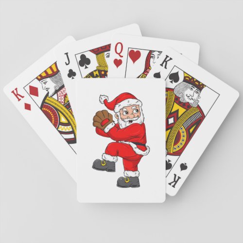 Christmas Santa Claus Baseball Pitcher Boys Kids T Playing Cards