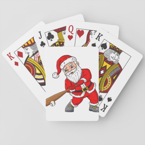 Christmas Santa Claus Baseball Pitcher Boys Kids T Poker Cards