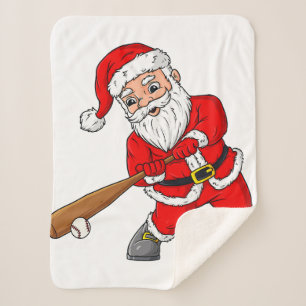 Christmas Santa Claus Baseball Pitcher Boys Kids T Sherpa Blanket