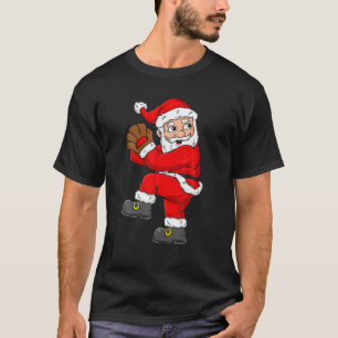 Christmas Santa Claus Baseball Pitcher Boys Kids T T-Shirt