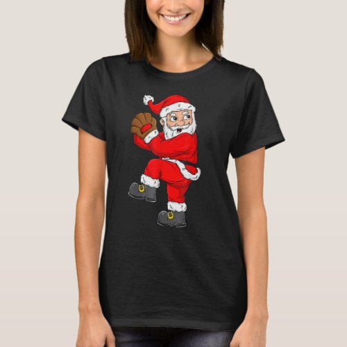 Christmas Santa Claus Baseball Pitcher Boys Kids T T_Shirt