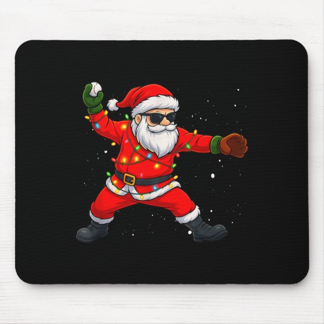 Christmas Santa Claus Baseball Tcher Boys Kids Tee Mouse Pad (Front)