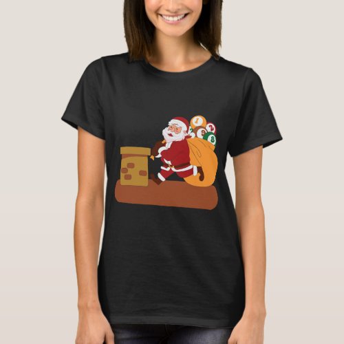 Christmas Santa Claus Billiards Pool Xmas Funny Gr T_Shirt