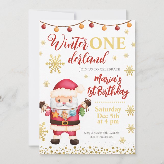 Christmas Santa Claus Birthday Invitation (Front)