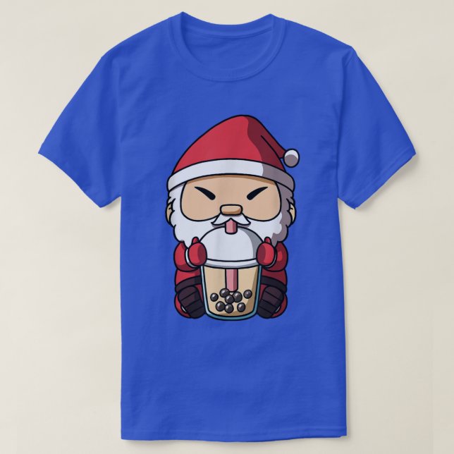 Christmas Santa Claus Boba Milk Tea Bubble Tea Ani T-Shirt (Design Front)