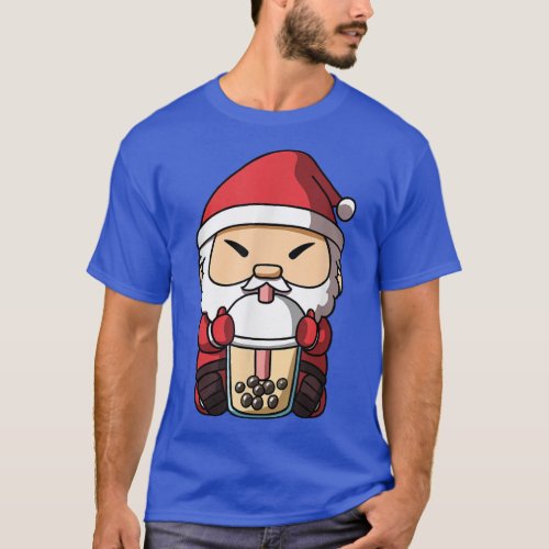 Christmas Santa Claus Boba Milk Tea Bubble Tea Ani T_Shirt