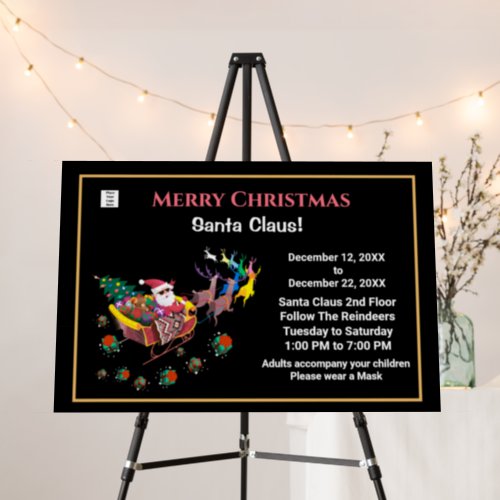 Christmas Santa Claus Business Hours Sign Custom