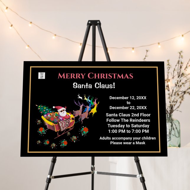 Christmas Santa Claus Business Hours Sign Custom (In Situ (Stand))