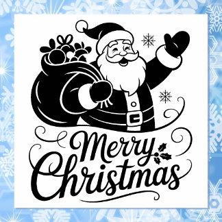 Christmas Santa Claus Card Rubber Stamp