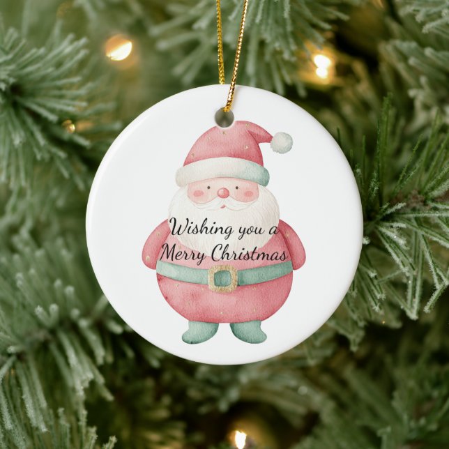 Christmas Santa Claus Ceramic Ornament (Tree)
