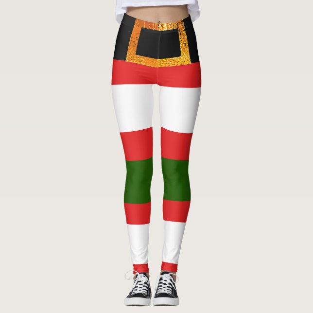 Christmas Santa Claus Clothes themed Leggings (Front)