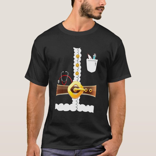 Christmas Santa Claus Costume Nurse  Xmas Pajama T-Shirt (Front)