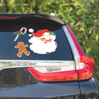 Christmas Santa Claus Custom-Cut Vinyl Sticker