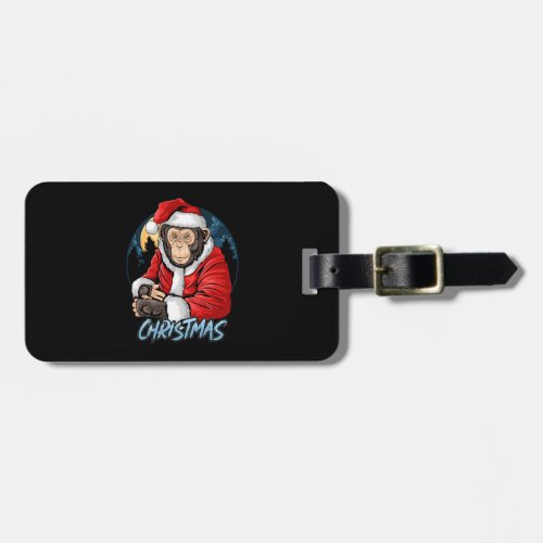 christmas_santa_claus_cute_chimpanzee_monkey luggage tag