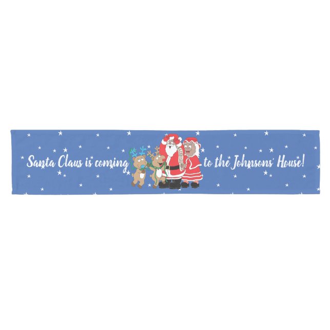 Christmas Santa Claus Darker Personalize 14 x 72 Short Table Runner (Horizontal)