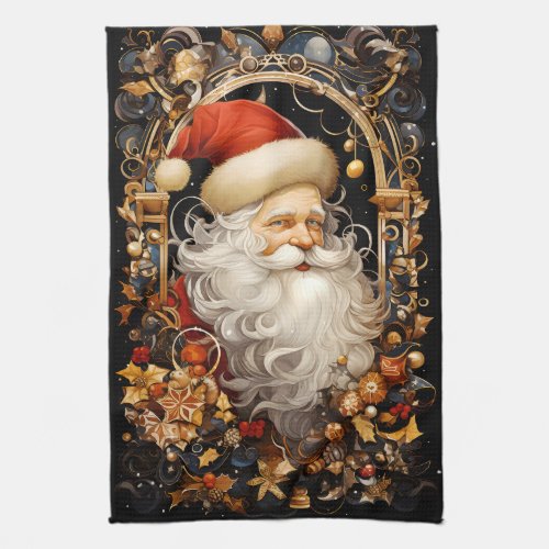 Christmas Santa Claus Decorations Full Face Kitchen Towel