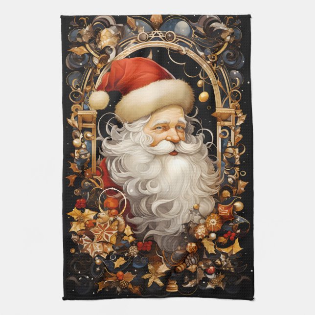 Christmas Santa Claus Decorations Full Face Kitchen Towel (Vertical)