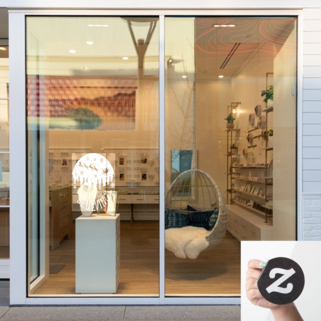 Christmas Santa Claus Don't Stop Believing White Window Cling (Store Window)