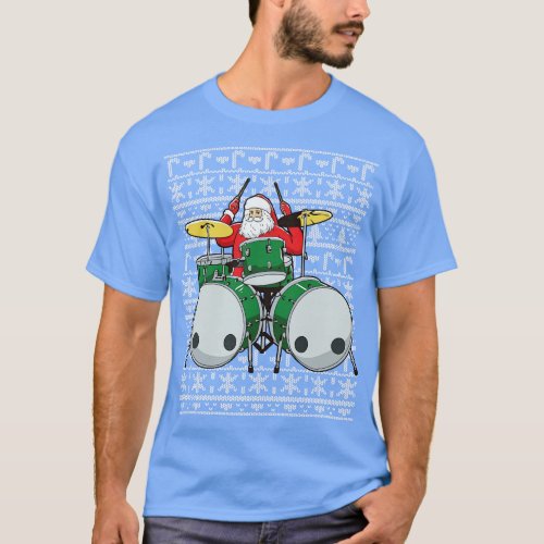 Christmas Santa Claus Drummer Drums Percussion Mus T_Shirt
