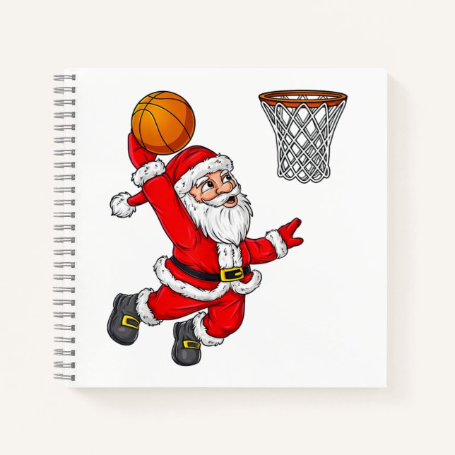 Christmas Santa Claus Dunking A Basketball Funny X Notebook (Front)