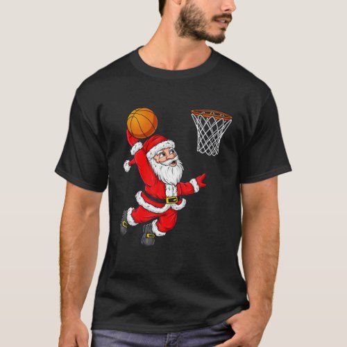 Christmas Santa Claus Dunking A Basketball Funny X T_Shirt
