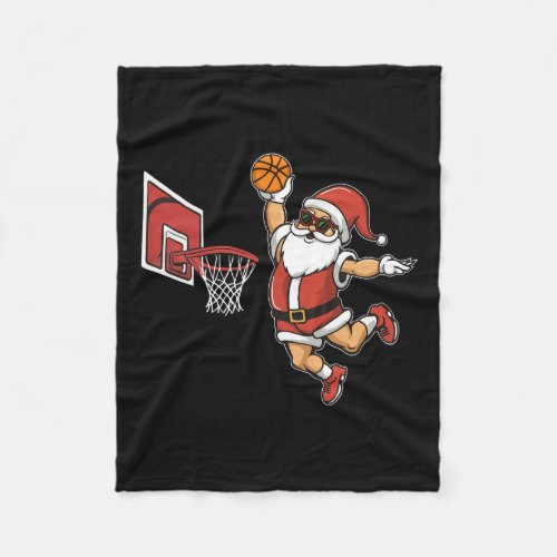 Christmas Santa Claus Dunking A Basketball Hoop Bo Fleece Blanket