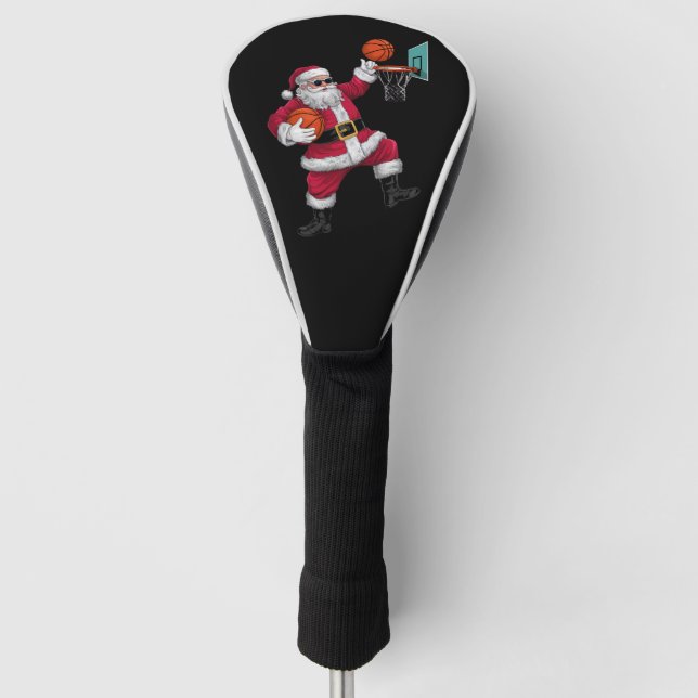 Christmas Santa Claus Dunking A Basketball Xmas Golf Head Cover (Front)