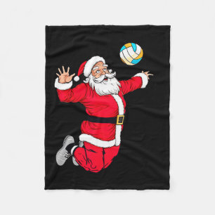 Christmas Santa Claus Dunking A Volleyball Funny X Fleece Blanket