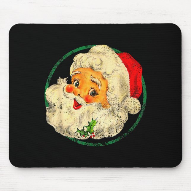 Christmas Santa Claus Face Old Fashioned Pajamas H Mouse Pad (Front)