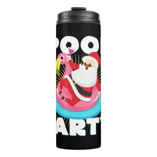 Christmas Santa Claus Flamingo Pool Party Thermal Tumbler