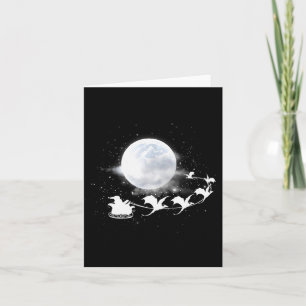 Christmas Santa Claus Flying Past The Moon Dragon Card