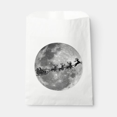 Christmas Santa Claus Flying Past The Moon Favor Bag
