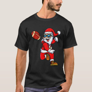 Christmas Santa Claus Football Quarterback Footbal T-Shirt