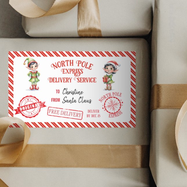 Christmas Santa Claus Gift North Pole Delivery Rectangular Sticker (Creator Uploaded)