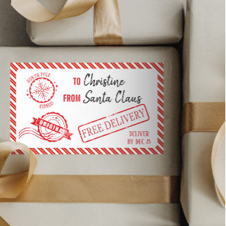 Christmas Santa Claus Gift North Pole Delivery Rectangular Sticker