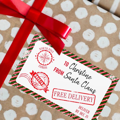 Christmas Santa Claus Gift North Pole Delivery Rectangular Sticker