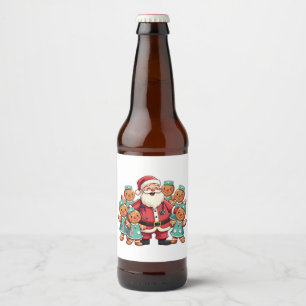 Christmas Santa Claus Gingerbread Nurses Beer Bottle Label