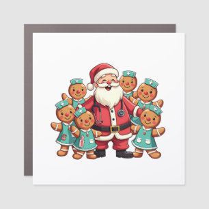 Christmas Santa Claus Gingerbread Nurses  Car Magnet